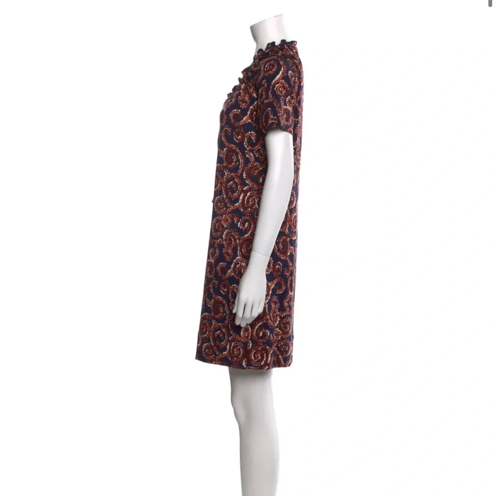 Tory Burch Navy and Orange Swirl Dress